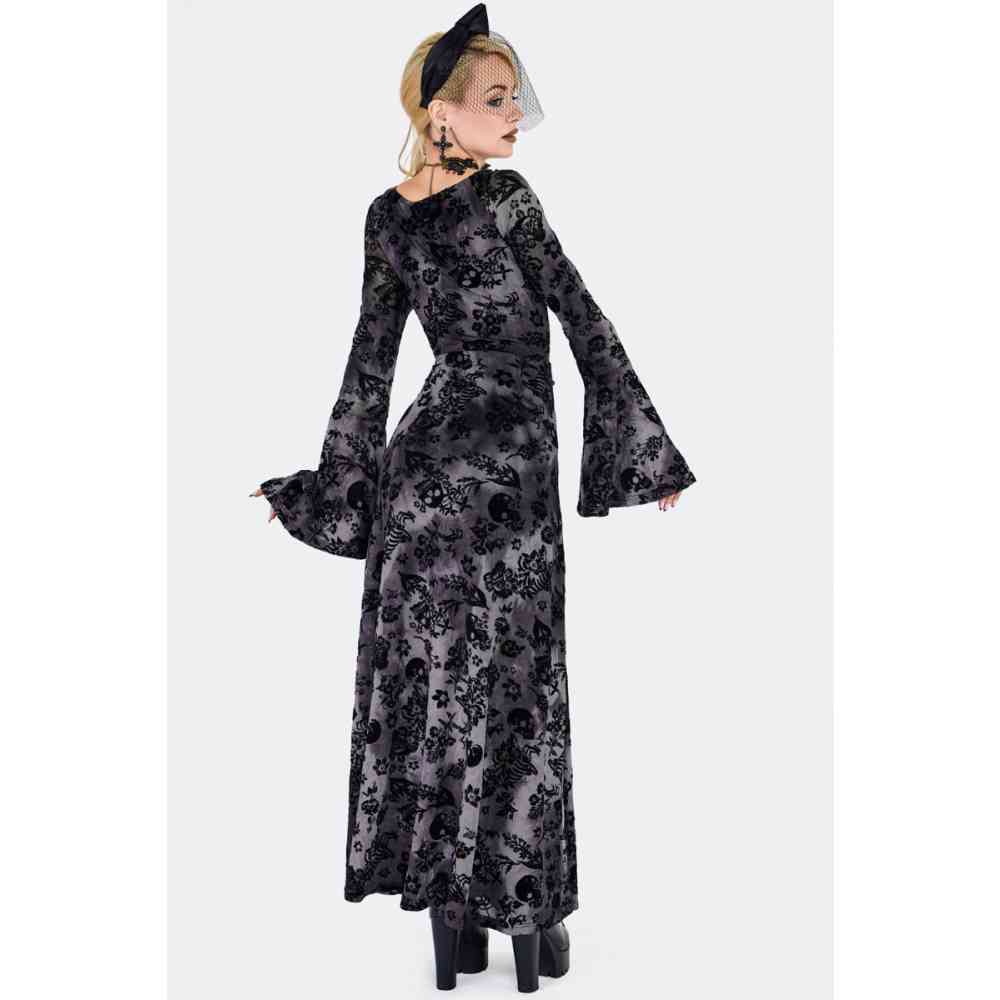 Jawbreaker - Flocked Skull Robe longue maxi - Gris